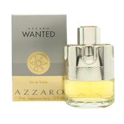 Azzaro Wanted Eau de Toilette, Azzaro, 50 ml – cylindrisk glasflaske med ravfarvet duft og sølvfarvet revolver-inspireret top
