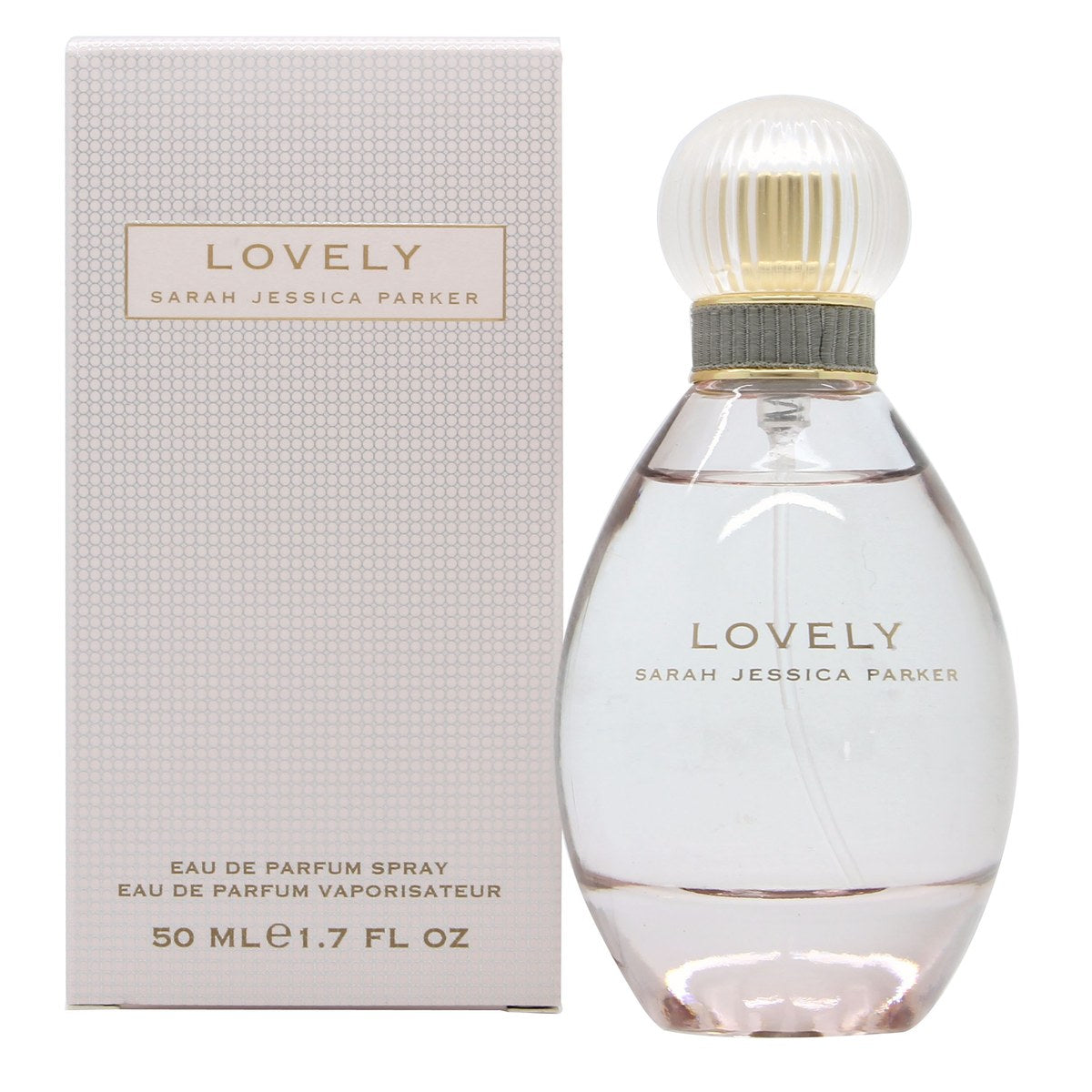 Sarah Jessica Parker Lovely Eau De Parfum Sarah Jessica Parker 50 ml, lys rosa flaske med sølvprop og grosgrain-bånd