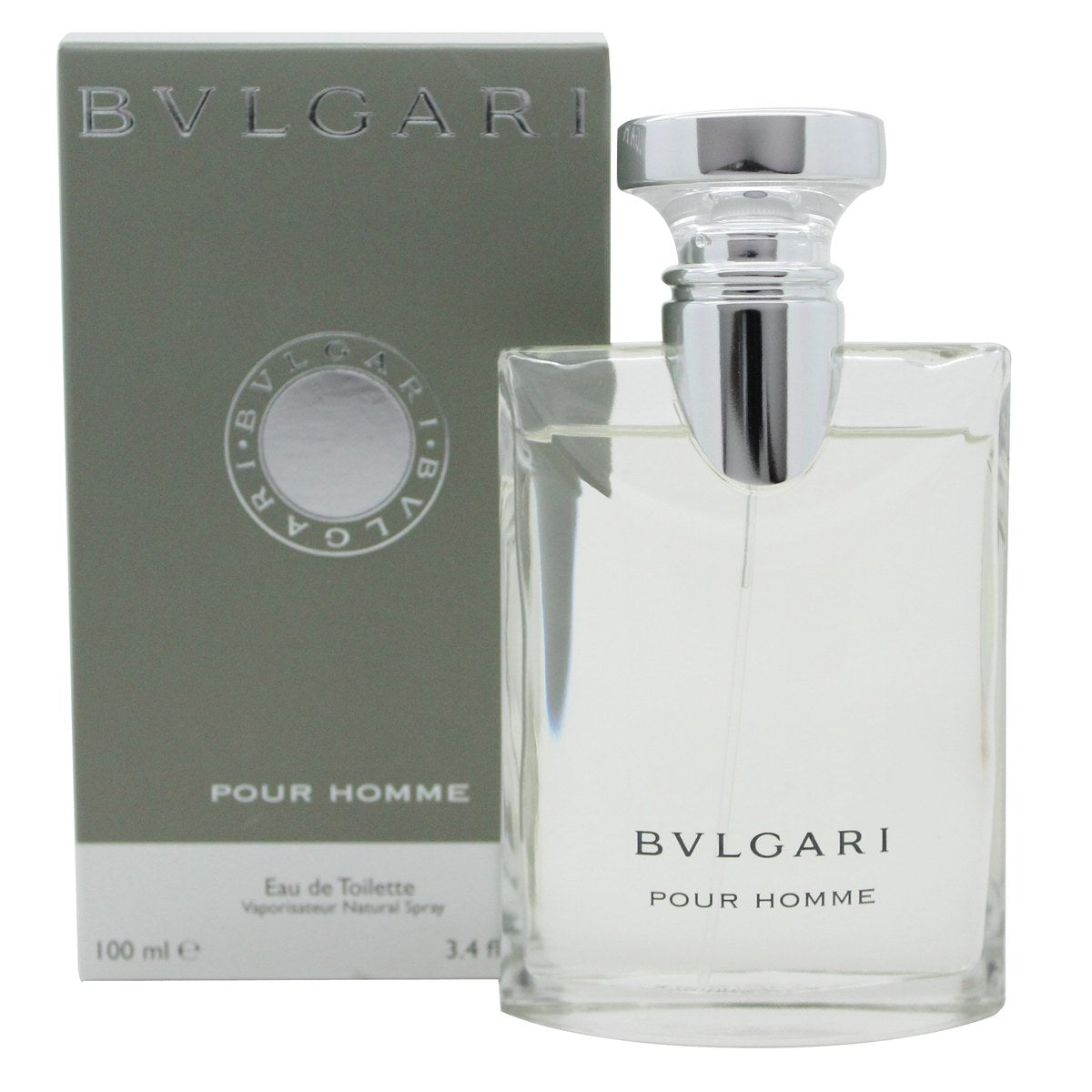 Bvlgari Pour Homme Eau de Toilette, Bvlgari, 100 ml – klar glasflaske med sølvfarvet låg og minimalistisk design