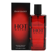 Hot Water Eau De Toilette Davidoff 110 ml rød flakon med slank, afrundet form, mat finish og sort låg