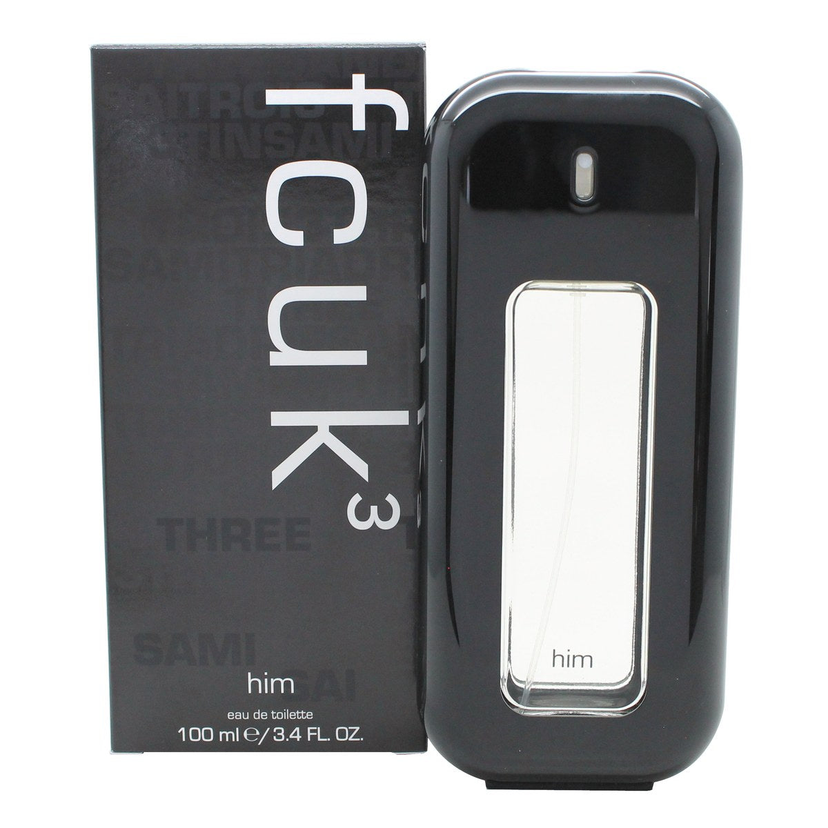 FCUK FCUK 3 Eau de Toilette 100 ml klar glasflaske med lyserød væske, rektangulær form og sølvfarvet spray.
