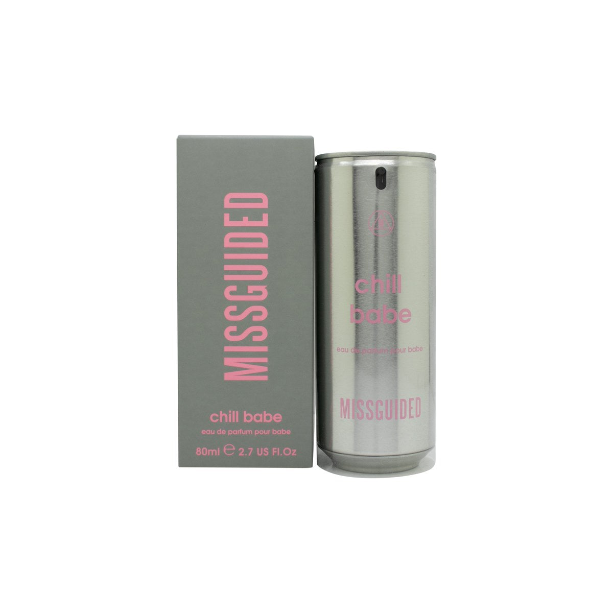 Missguided Chill Babe Eau de Parfum 80 ml fra Missguided – lyserød cylinderformet flakon i spraydåse-design med sort logo