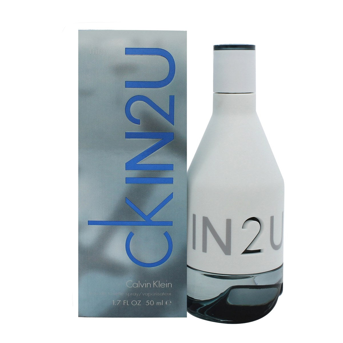 Calvin Klein IN2U Eau de Toilette 50 ml fra Calvin Klein i hvid, minimalistisk flakon med sølvlogo og rund sølvprop