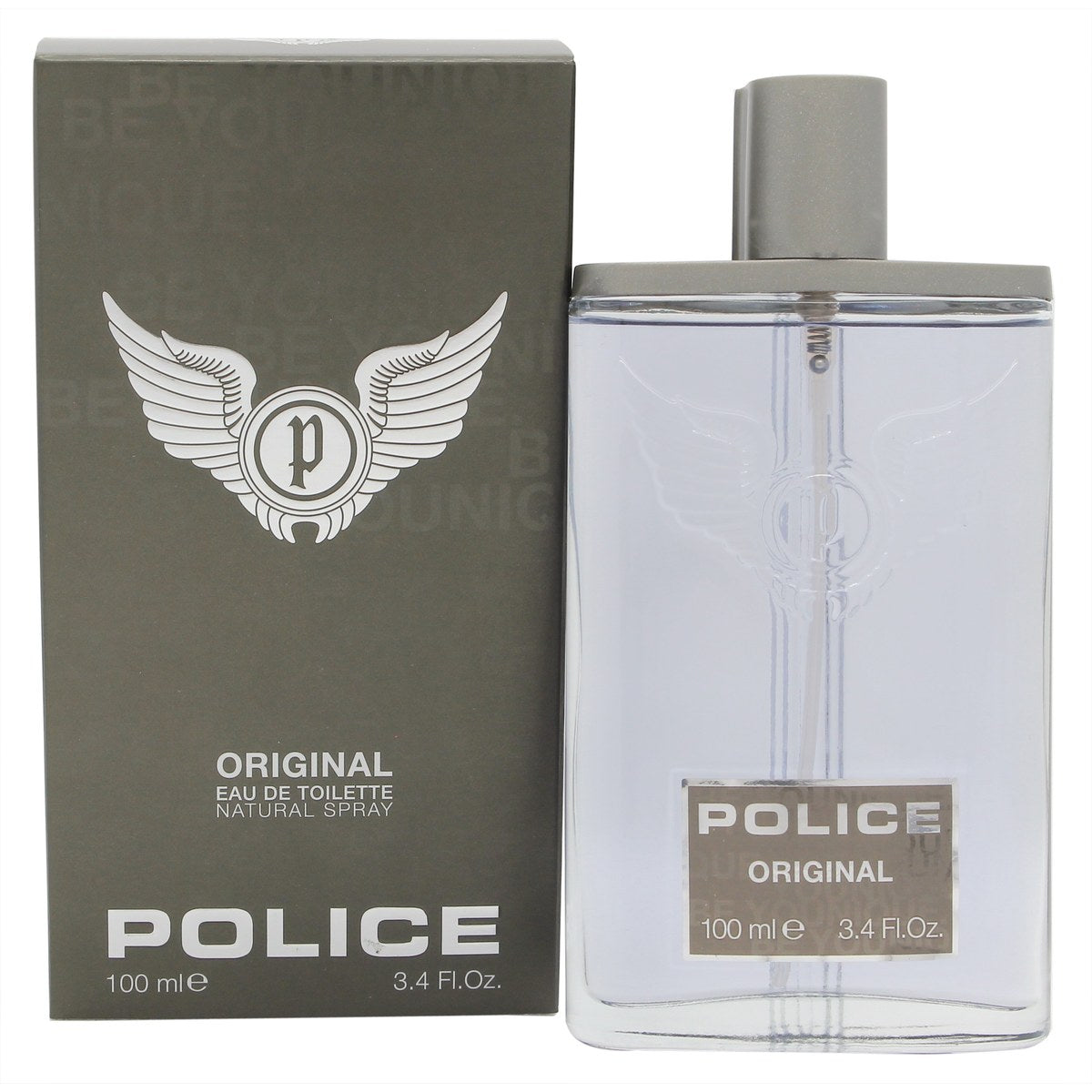 Police Original Eau de Toilette 100ml, Police, 100 ml – mørkeblå oval glasflaske med sølvfarvet metalplade og låg