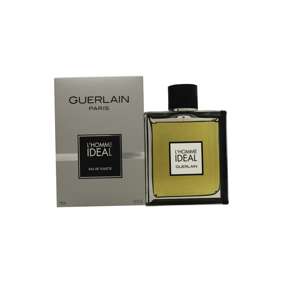 Guerlain L'Homme Ideal Eau de Toilette, Guerlain, 150 ml – firkantet glasflaske med sort låg og ravfarvet duft