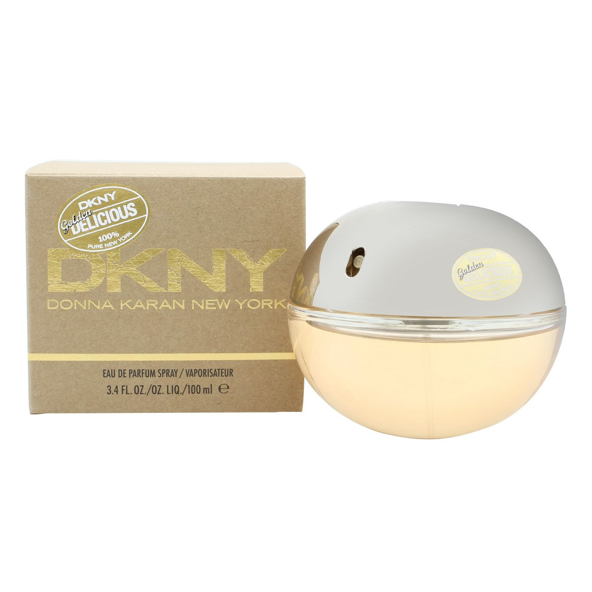 DKNY Golden Delicious Eau de Parfum 100 ml fra DKNY, rund gylden æbleformet flakon i glas med blank metalkapsel