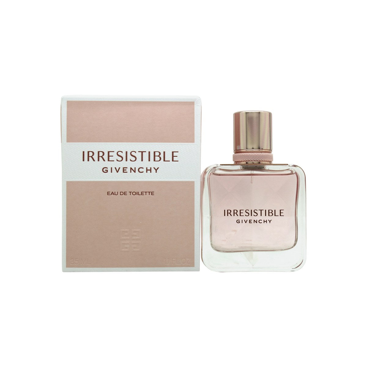 Givenchy Irrésistible Givenchy Eau de Toilette 35 ml, slank rosa glasflaske med afrundede kanter og sølvfarvet låg