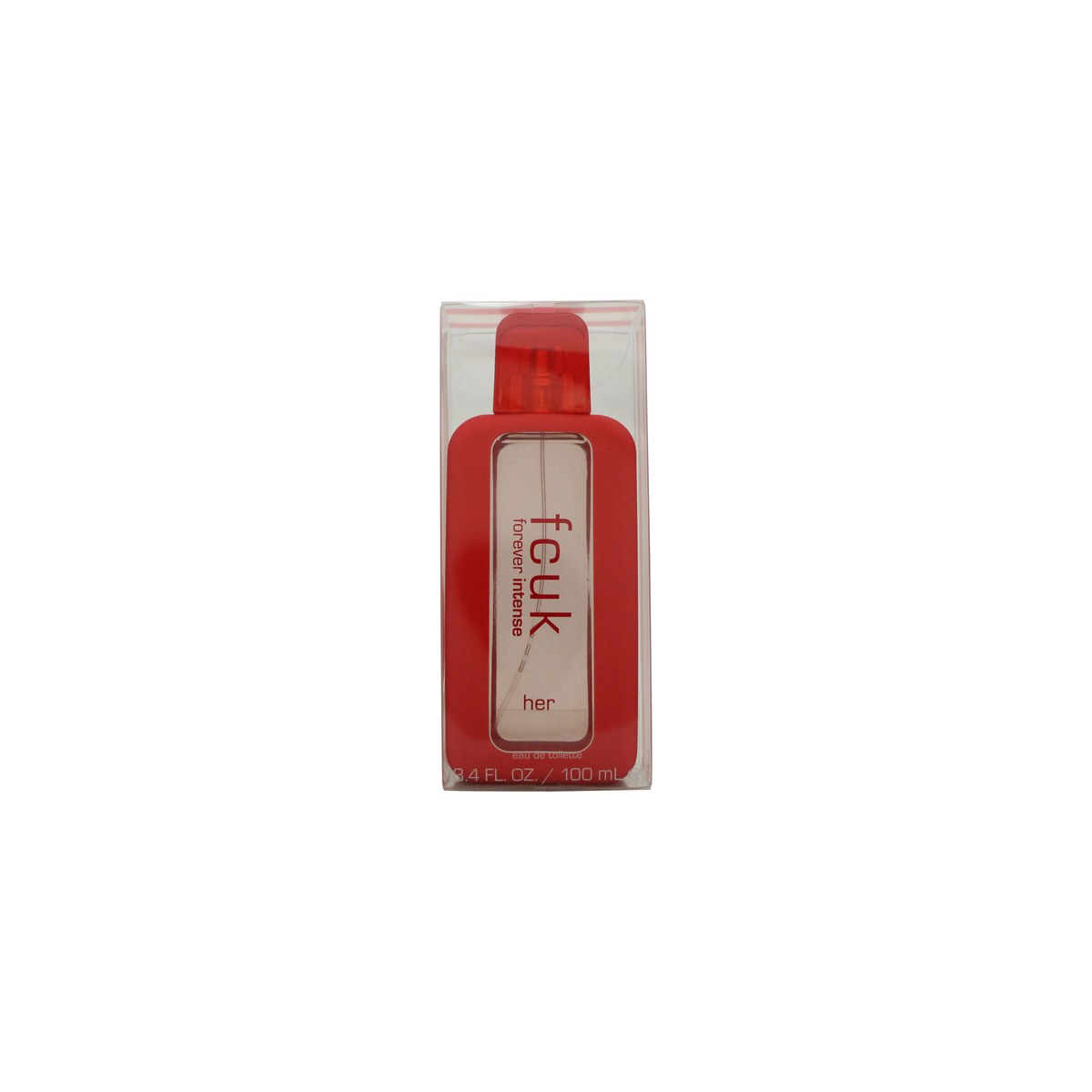 FCUK FCUK Forever Intense Eau de Toilette 100ml i mørkeblå transparent glasflakon med sølvlogo og sort spraytop