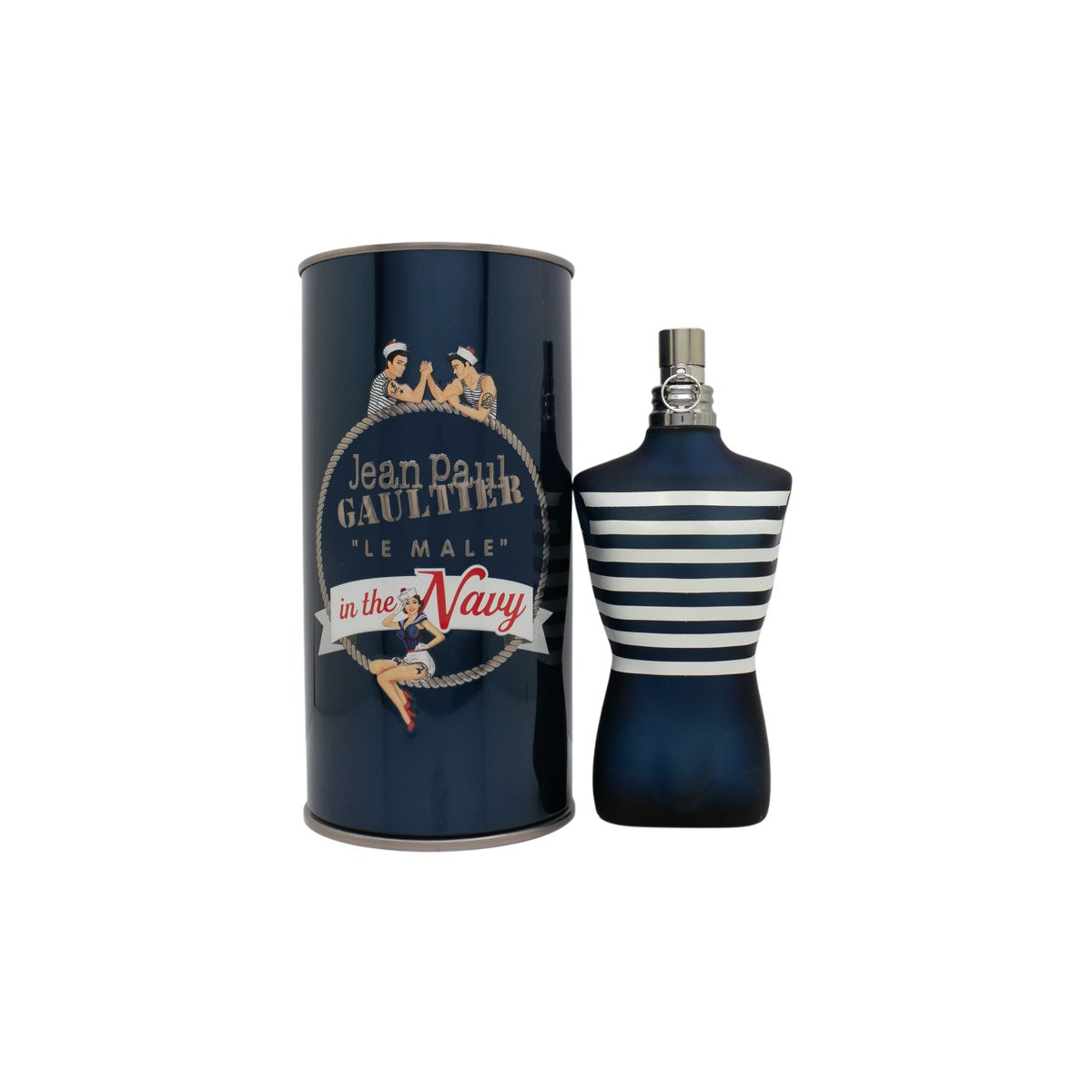 Jean Paul Gaultier Le Male In the Navy Eau de Toilette, 125 ml, Jean Paul Gaultier – mørkeblå torsoflaske med sølvtop