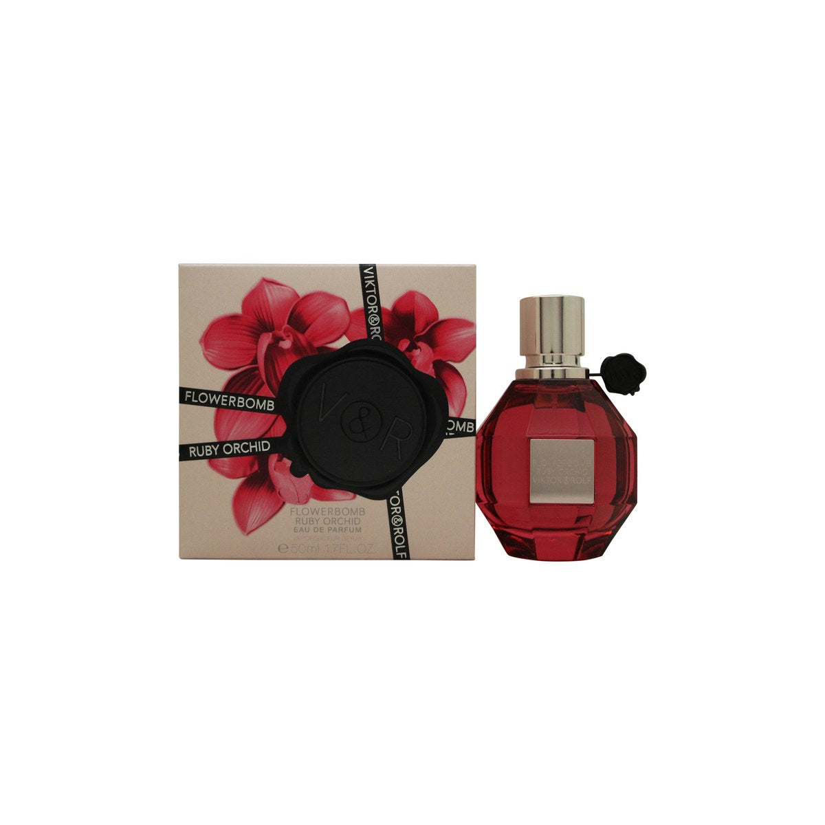 Viktor & Rolf Flowerbomb Ruby Orchid Eau de Parfum 50 ml – rubinrød, facetslebet granatformet flakon med sort segl