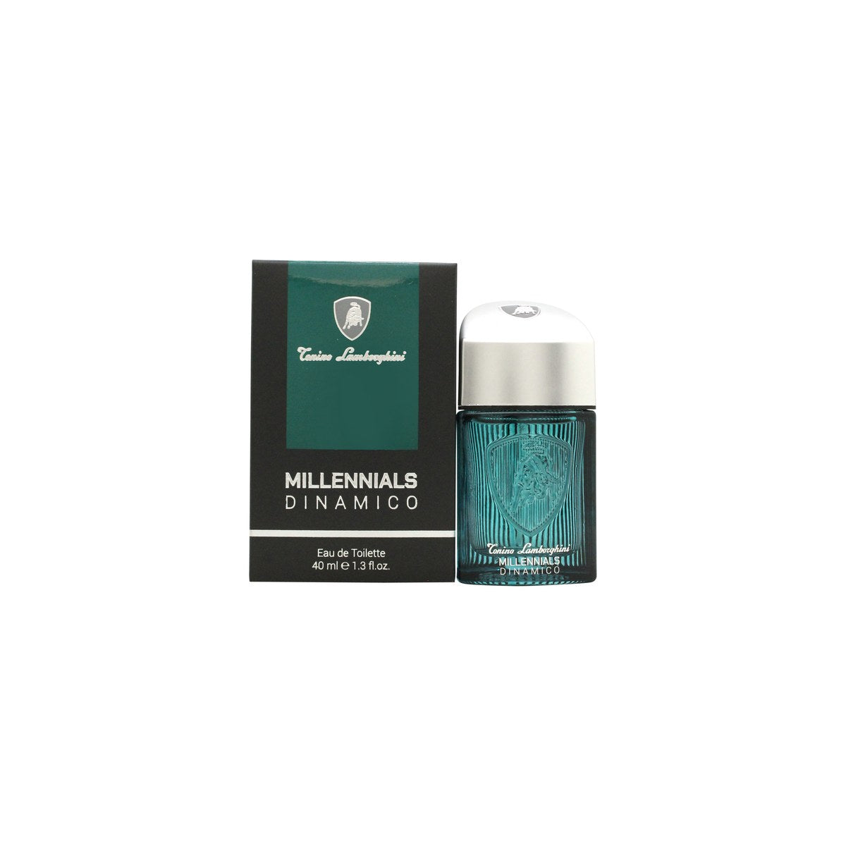 Lamborghini Millennials Dinamico Eau de Toilette 40 ml fra Lamborghini, sort kantet flakon med blå detaljer og sølvlogo