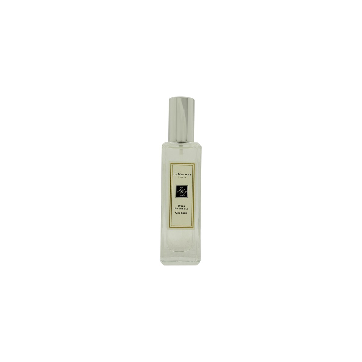 Jo Malone Wild Bluebell Eau de Cologne 30 ml, Jo Malone – klar rektangulær glasflaske med sølv låg og minimalistisk etiket