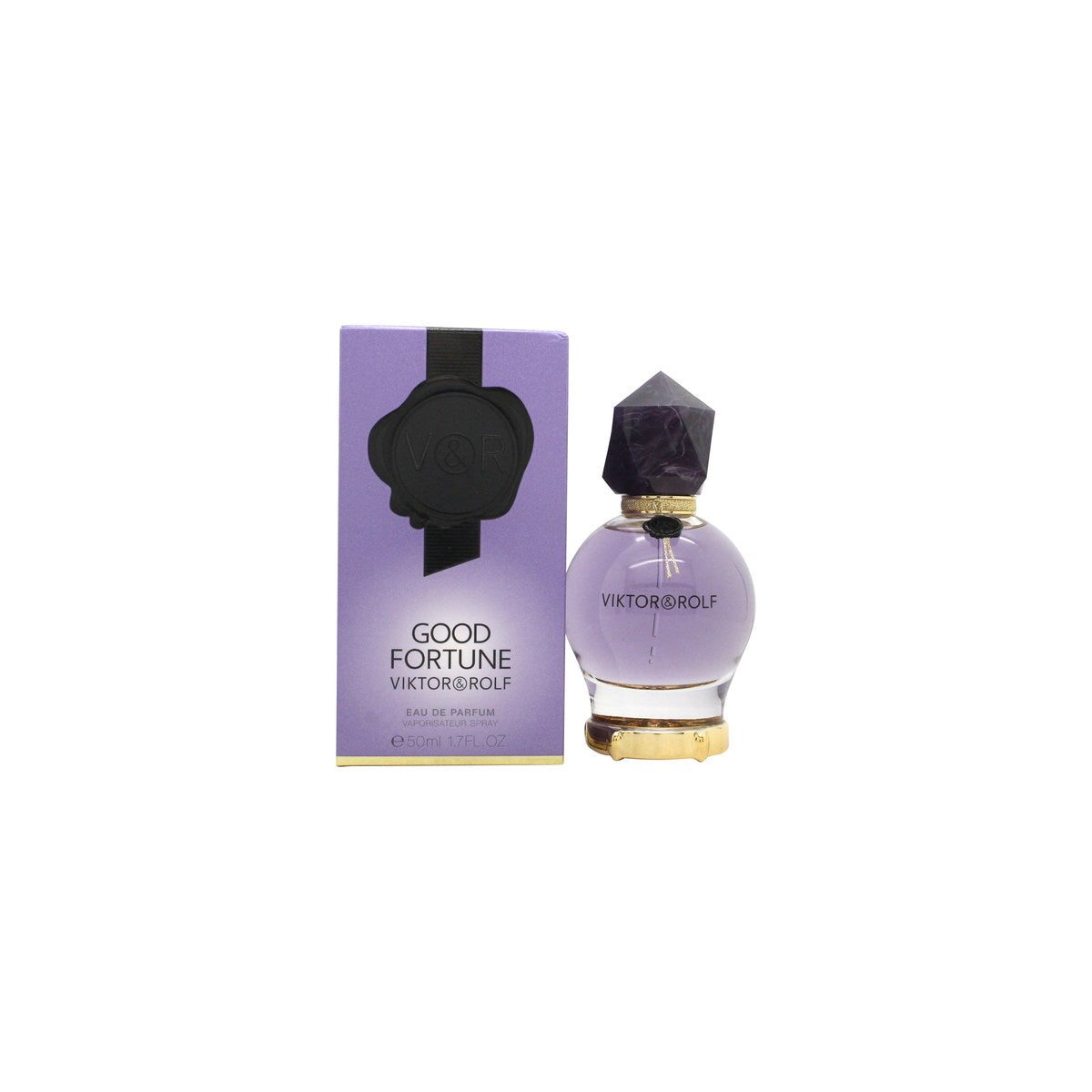 Viktor & Rolf Good Fortune Eau de Parfum 50 ml, Viktor & Rolf – lilla facetslebet flakon med gylden krystalkugle-top.