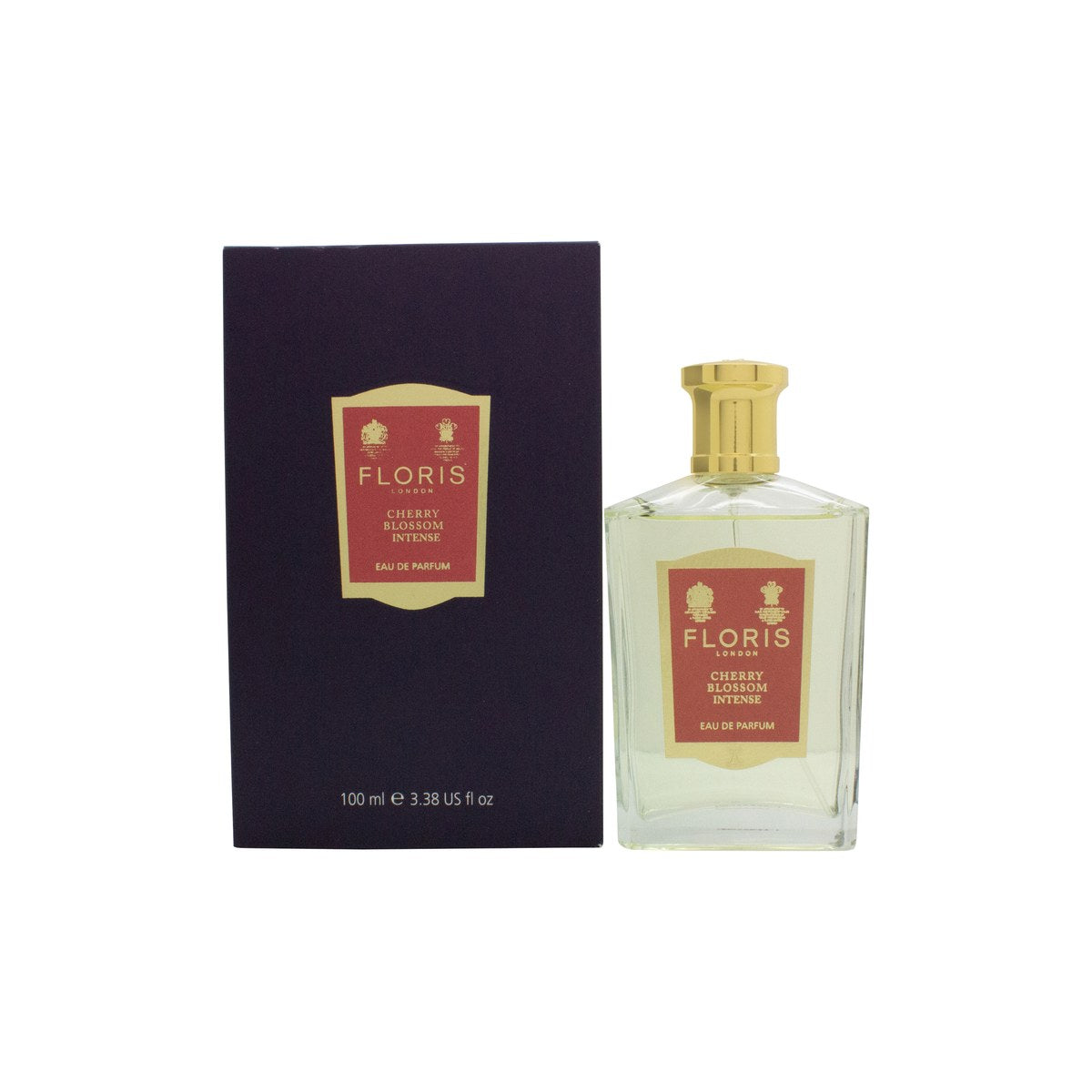 Floris Cherry Blossom Intense Eau de Parfum 100 ml, Floris – klar glasflaske med sart pink duft og guldfarvet låg
