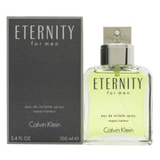 Eternity For Men Cologne Eau De Toilette Calvin Klein 100 ml klar glasflakon med sølvkapsel og enkelt design