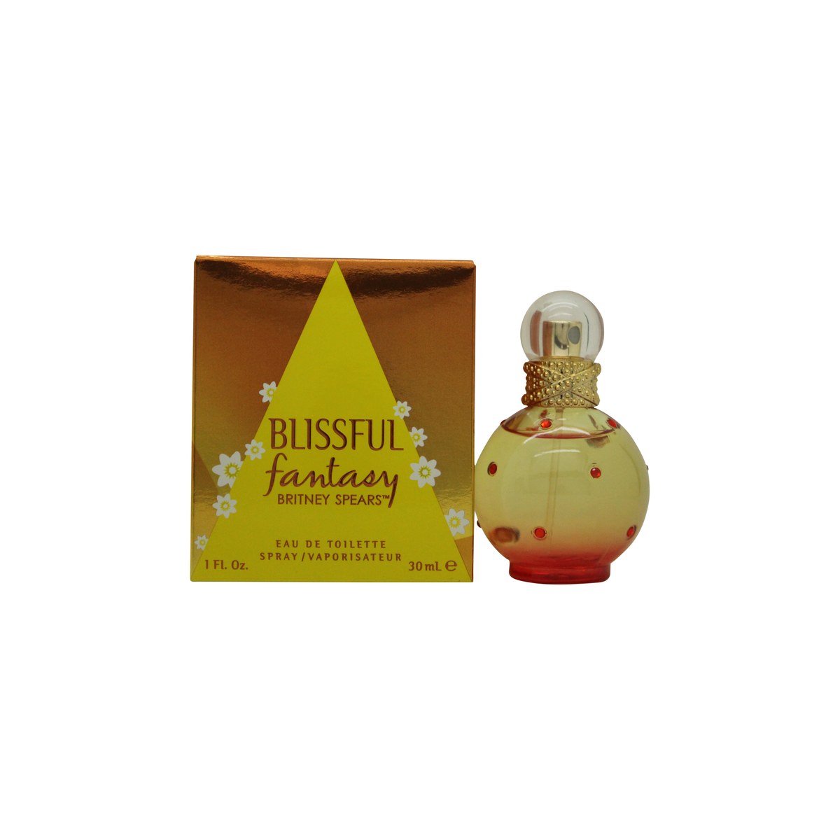 Britney Spears Blissful Fantasy Eau de Toilette 30 ml, Britney Spears – rund lyserød flaske med sten og sølvdetalje