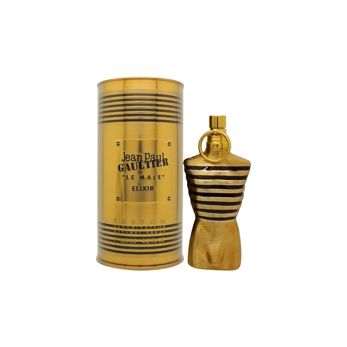 Le Male Elixir Parfum Eau De Parfum, Jean Paul Gaultier, 125 ml – gylden flakon formet som mandlig torso med markant design