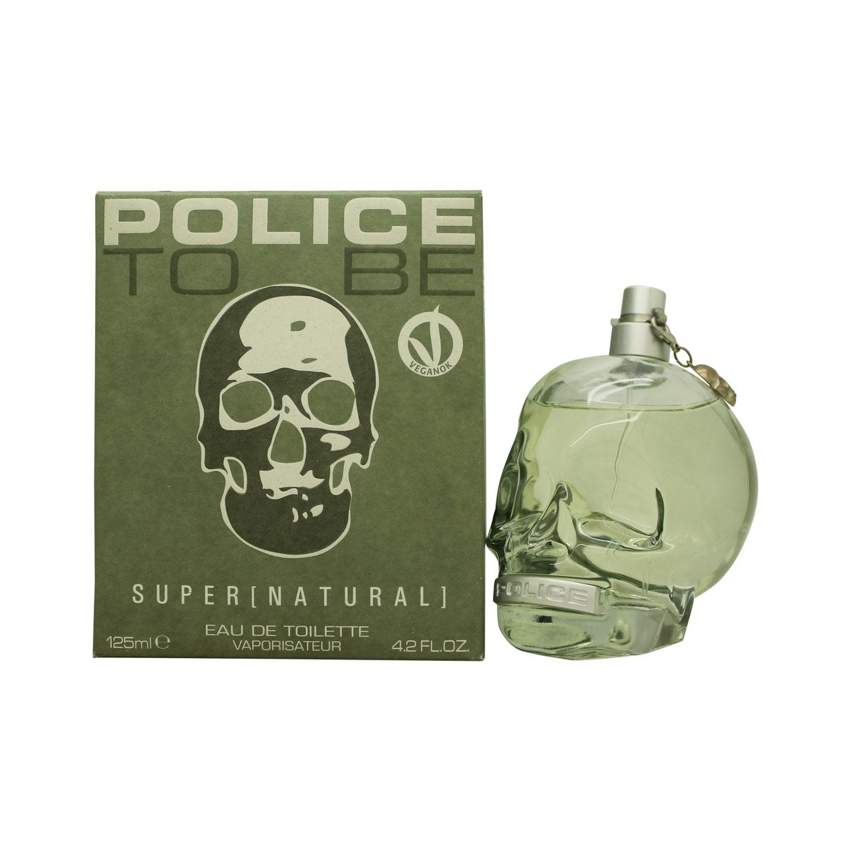Police To Be Super (Natural) Eau de Toilette 125 ml fra Police, grøn kranieformet glasflakon med overflade og markant design