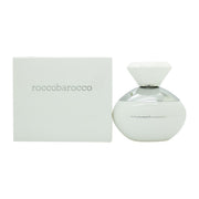 Roccobarocco White for Women Eau de Parfum 100 ml – klar glasflaske med hvid etiket og sølvfarvet låg