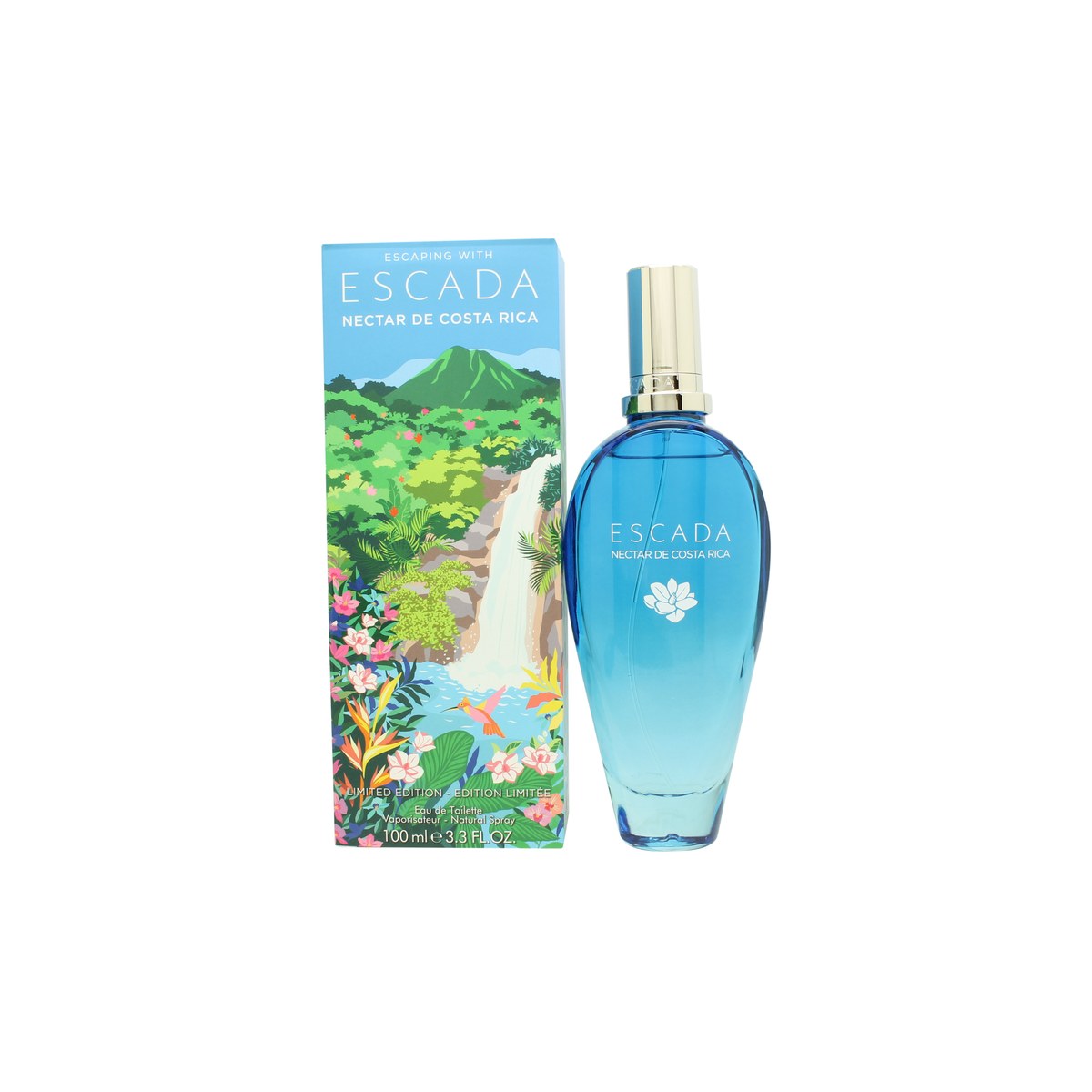 Escada Nectar de Costa Rica Eau de Toilette 100 ml fra Escada i farverig flakon med pink- og orangegradient og tropisk motiv.