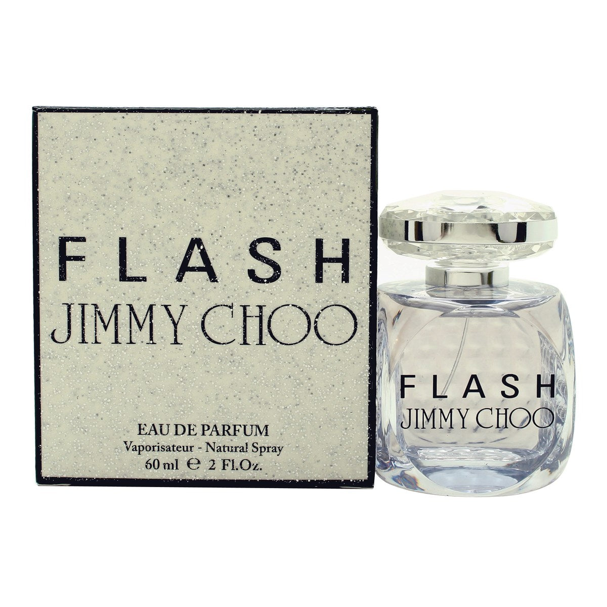 Jimmy Choo Flash Eau de Parfum 60 ml, Jimmy Choo, facetteret lilla glasflakon med sølvfarvet spraytop og krystalkantet design