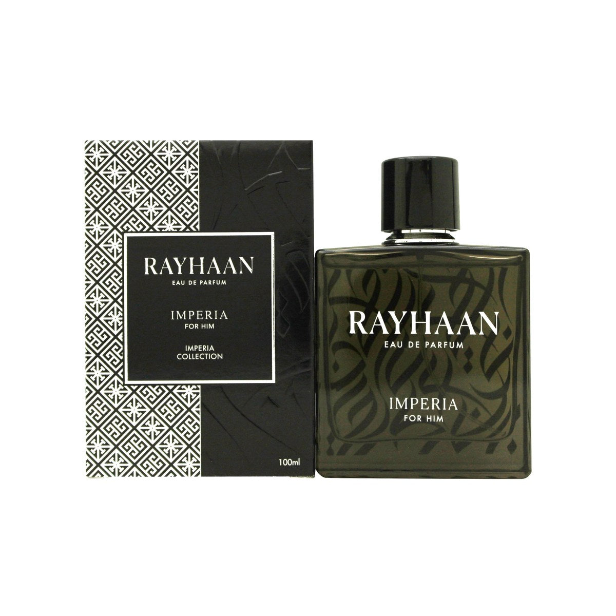 Rayhaan Imperia Eau de Parfum 100 ml fra Rayhaan, mørk glasflakon med guldfarvet låg og enkel frontetiket.
