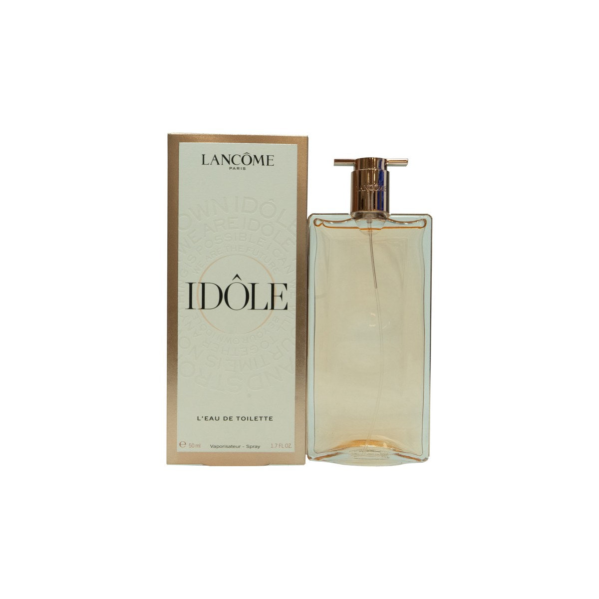 Lancôme Idôle Eau de Toilette 50 ml fra Lancôme, ultratynd rektangulær flakon i rosatonet glas med sølvfarvet låg