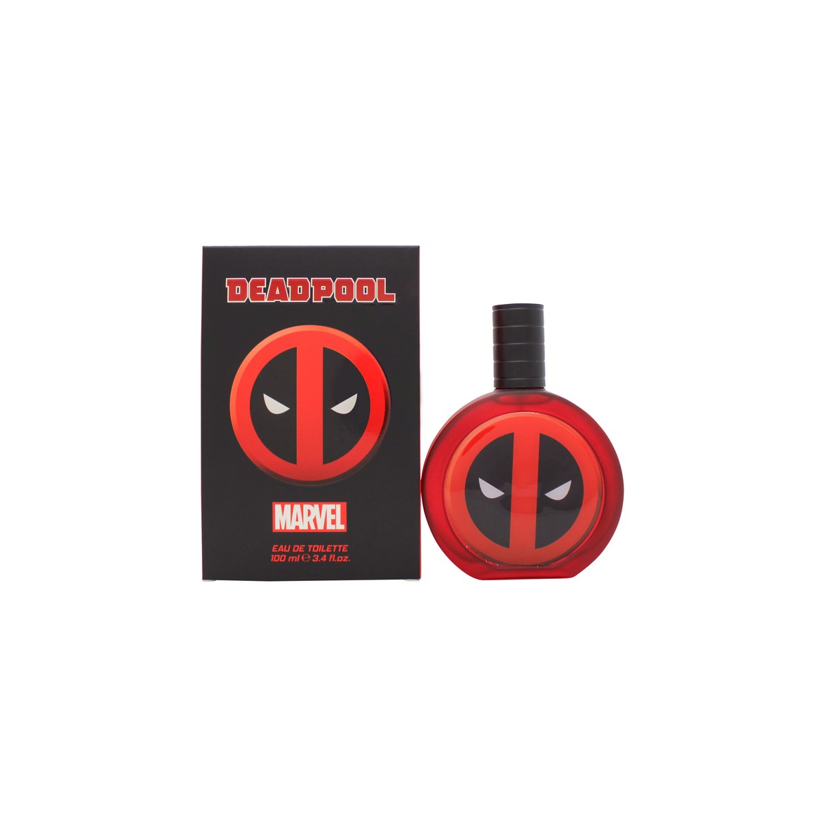 Marvel Deadpool Eau de Toilette 100ml, Marvel, 100 ml – sort og rød flakon med Deadpool-motiv og kantet design
