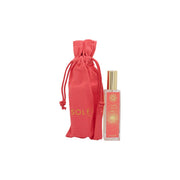Lalique Soleil Eau de Parfum, Lalique, 15 ml – klar flakon med gylden solmotiv, varm ferskenfarvet duft og rund guldkapsel.