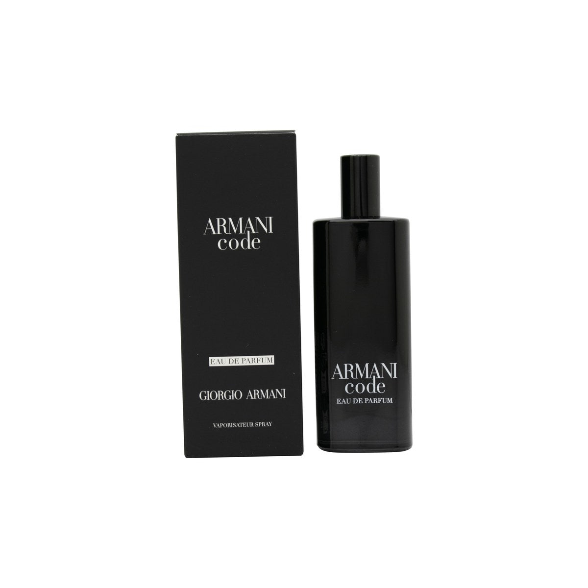Giorgio Armani Armani Code Eau De Parfum 15 ml – mørkeblå, cylindrisk glasflaske med sort hætte og enkelt logo