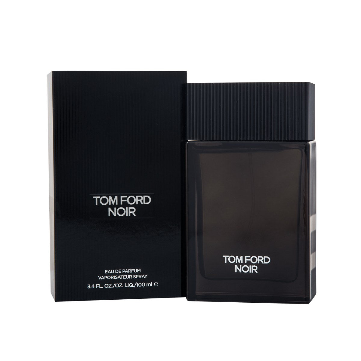 Tom Ford Noir Eau De Parfum, Tom Ford 100 ml sort, firkantet flakon med rillet overflade og minimalistisk design