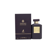 Maison Alhambra Infini Intoxicating Cherry Eau de Parfum 100 ml – mørkerød glasflaske med guldfarvet låg og enkel etiket.
