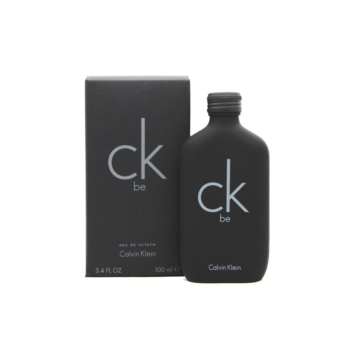 Ck Be Eau De Toilette Calvin Klein 100 ml sort flaske i mat cylinderform med minimalistisk sort design og diskret logo