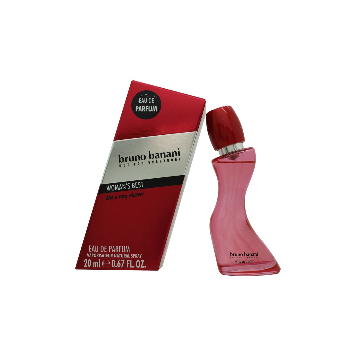 Bruno Banani Woman's Best Eau de Parfum 20 ml, Bruno Banani, pink facetslebet flakon med sølvfarvet spraytop