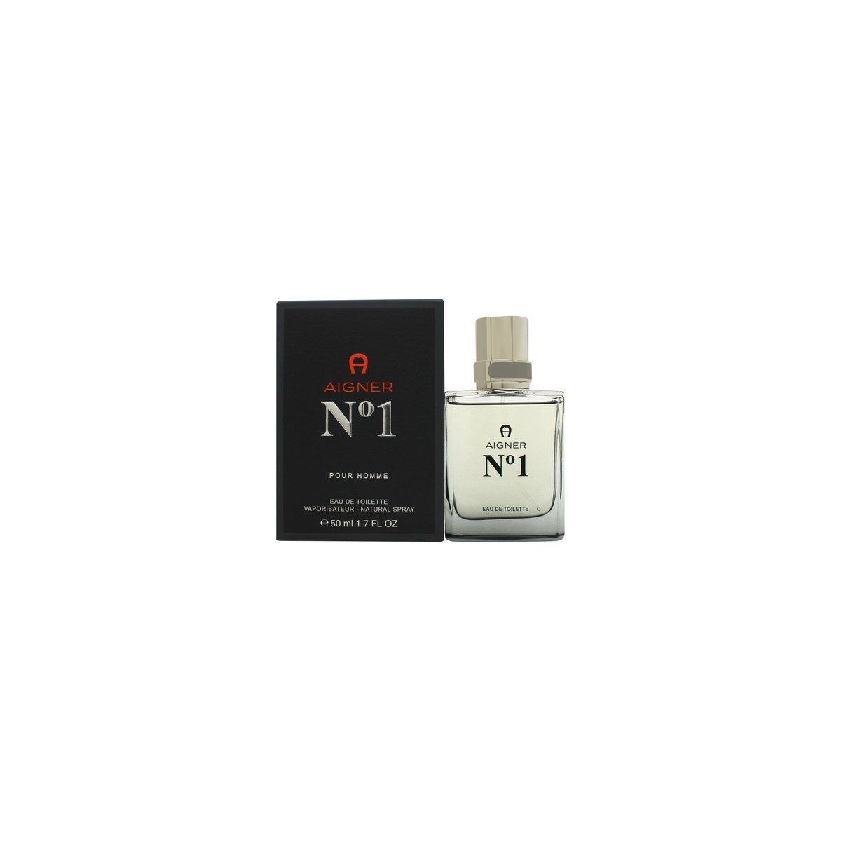 Etienne Aigner Aigner No 1 Eau de Toilette 50 ml – klar glasflaske med ravfarvet duft og sølvfarvet låg, firkantet design