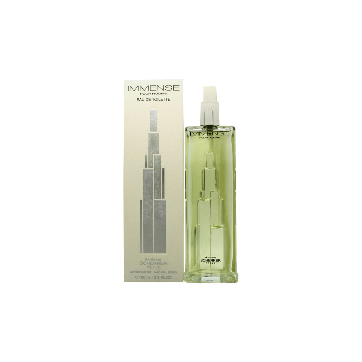 Jean-Louis Scherrer Immense Pour Homme Eau de Toilette 100 ml klar glasflaske med lyseblå væske og sølv låg