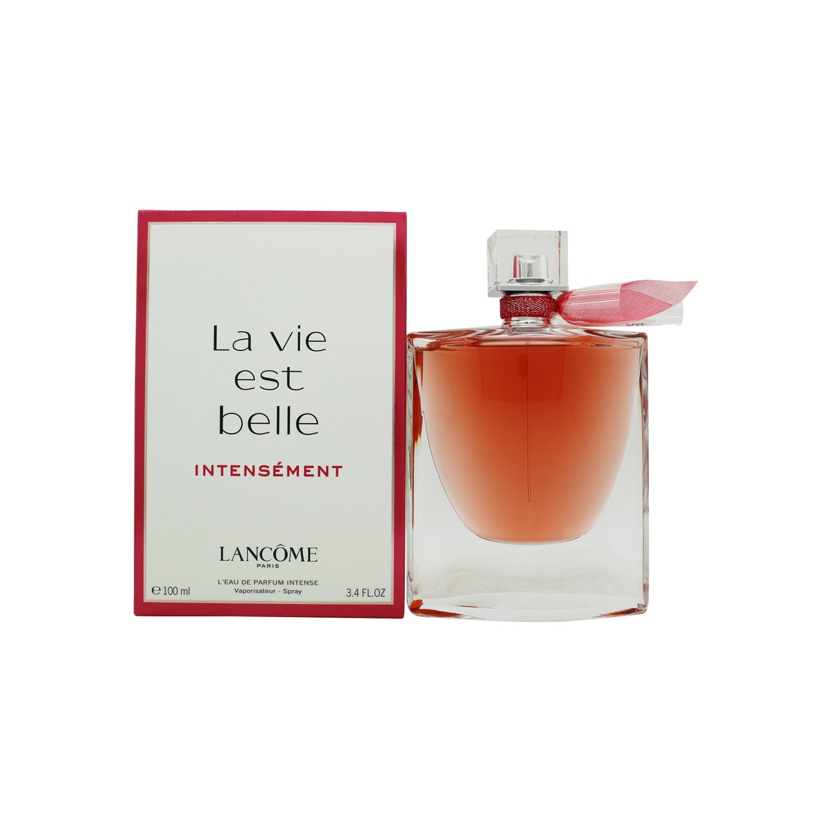 Lancôme La Vie Est Belle Intensément Eau de Parfum 100 ml i dyb pink glasflaske med sløjfe og firkantet bund
