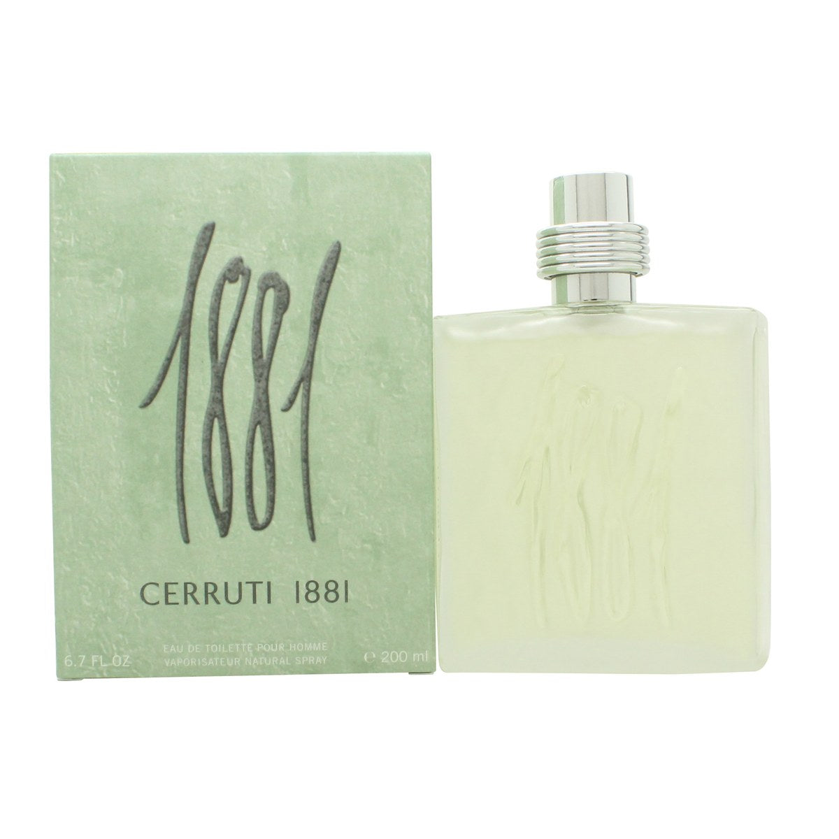 Cerruti 1881 Eau de Toilette 200 ml fra Cerruti – rund, mat frostet glasflaske med sølvfarvet låg og minimalistisk design.