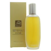 Clinique Aromatics Elixir Eau de Parfum 100 ml fra Clinique, kvadratisk glasflakon med ravfarvet duft og sølvfarvet låg