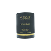 Versace Dylan Blue Femme Eau De Parfum Versace 50 ml – mørkeblå amforaflaske med gulddetaljer og Medusa-logo