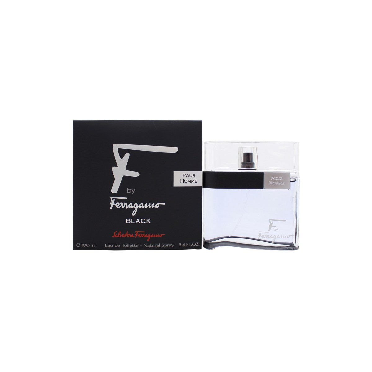 Salvatore Ferragamo F by Ferragamo Black Eau de Toilette, Salvatore Ferragamo, 100 ml – sort flakon med sølvlogo