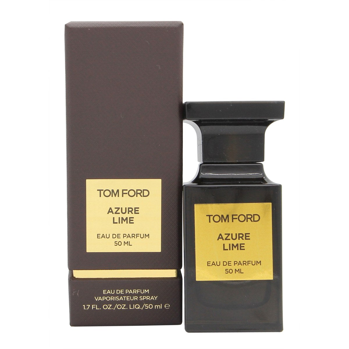 Tom Ford Private Blend Azure Lime Eau de Parfum 50 ml i turkis, firkantet flakon med gylden etiket og låg