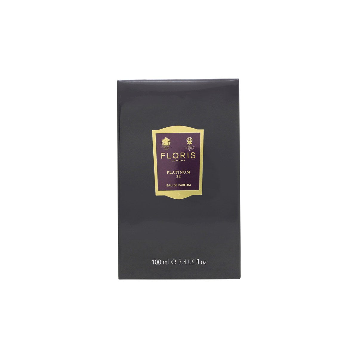 Floris Platinum 22 Eau de Parfum Floris 100 ml i klar rektangulær glasflakon med sølvfarvet oval etiket og metallåg
