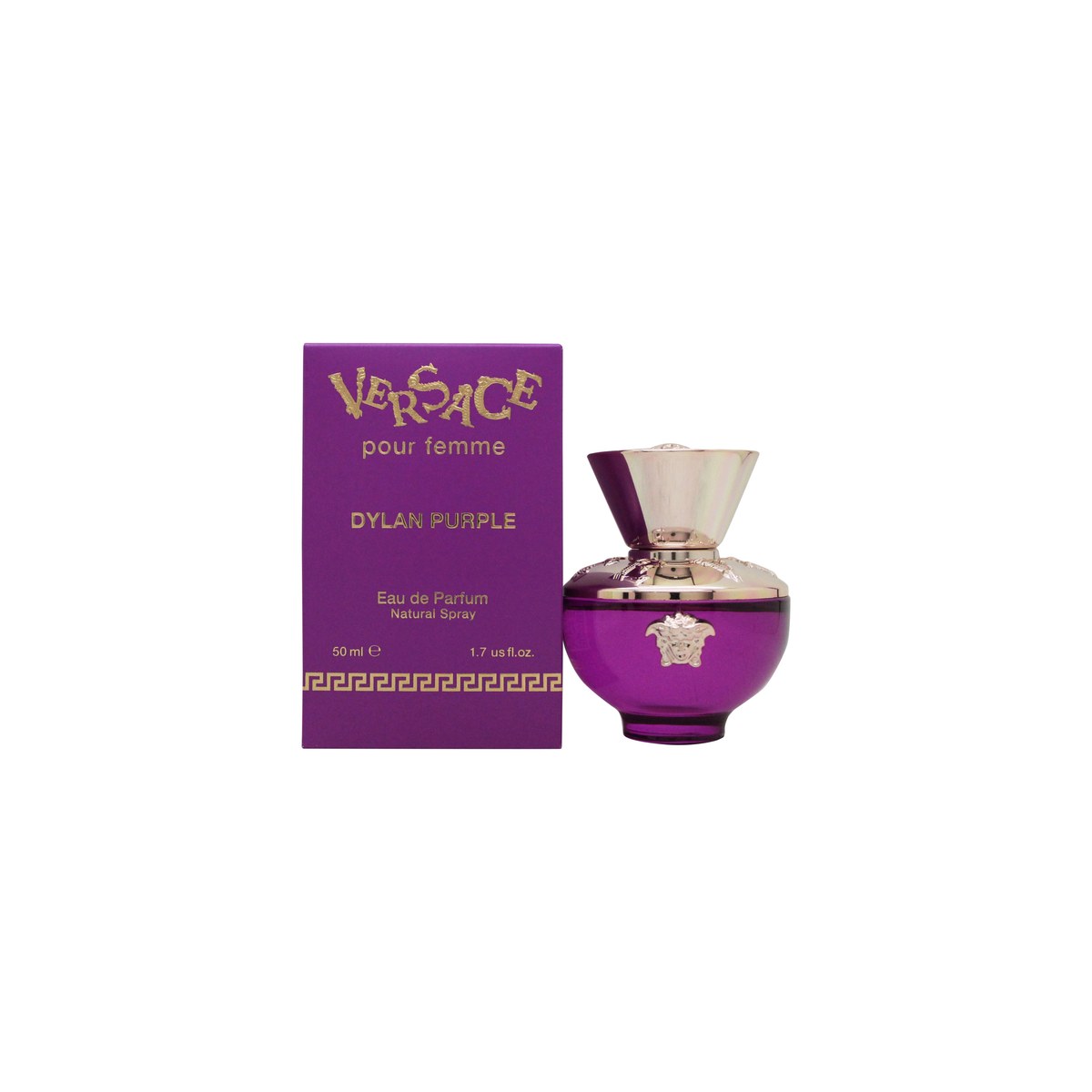 Versace Pour Femme Dylan Purple Eau de Parfum 50 ml – klar lilla glasflakon med gyldent Medusa-låg