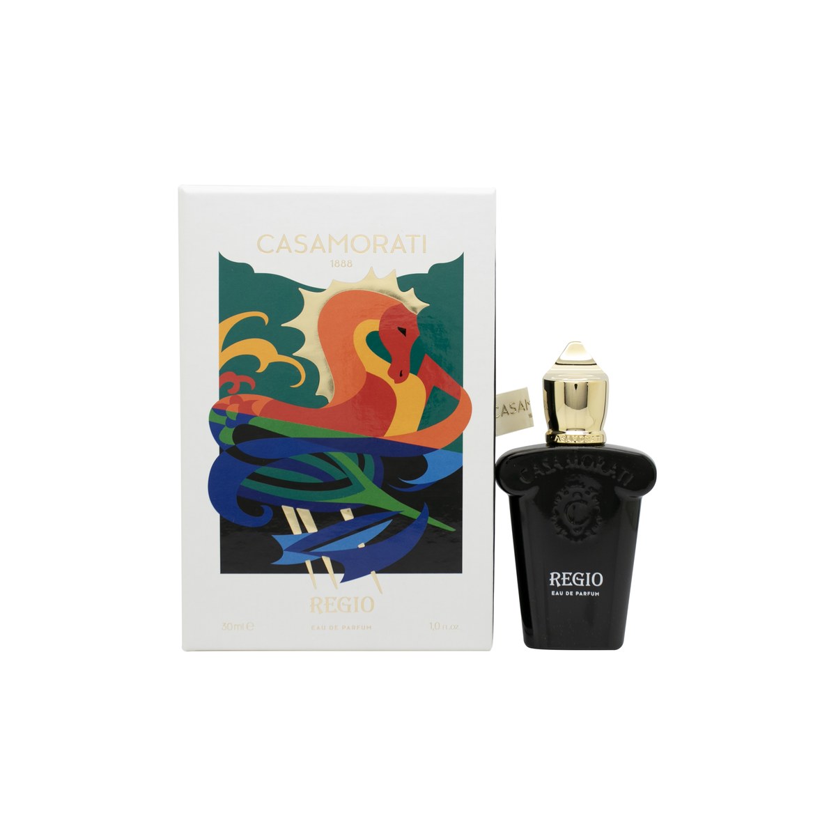 Xerjoff Regio Eau de Parfum 30 ml fra Xerjoff, gylden flakon med guldetikette og rund hætte i klassisk design