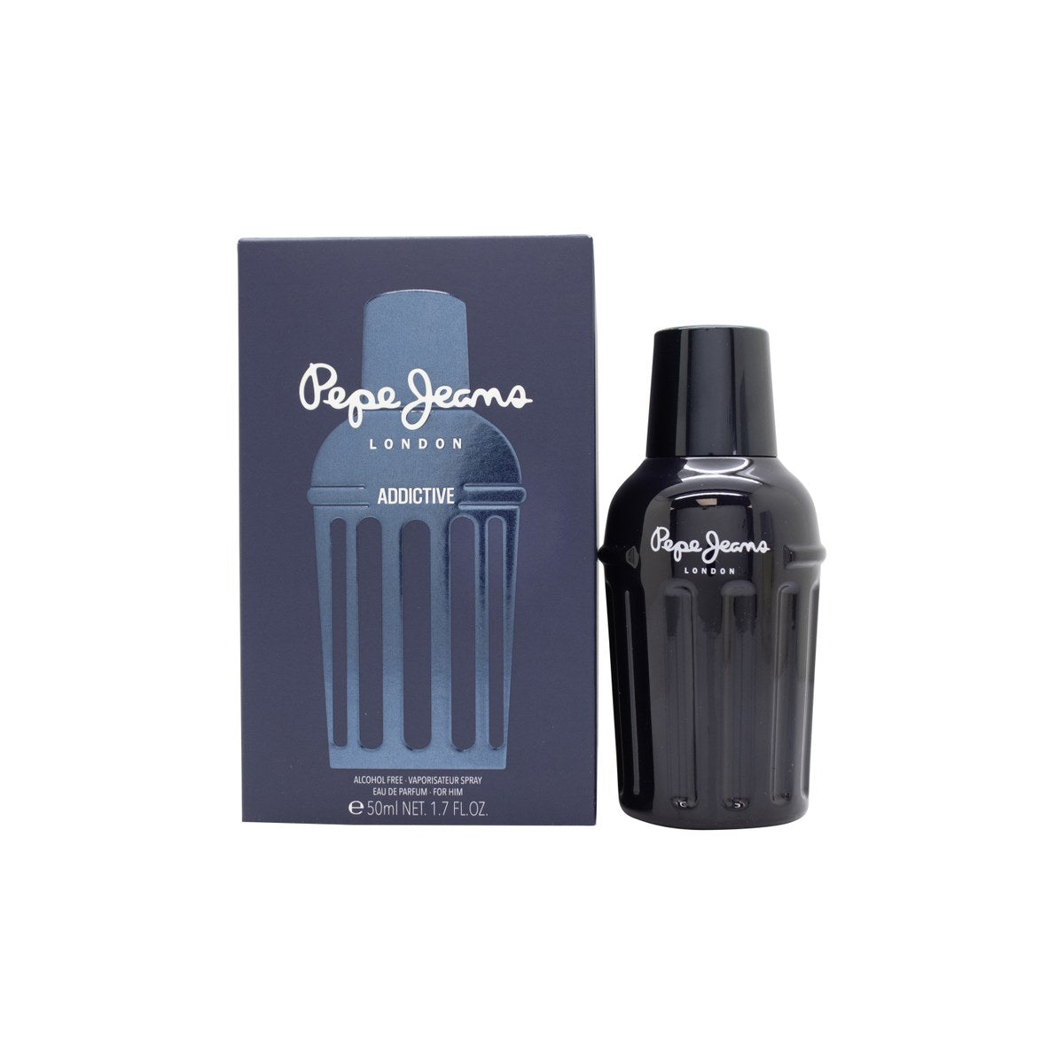 Pepe Jeans Addictive For Him Eau de Parfum 50 ml – sort riflet glasflakon med kobberfarvet låg