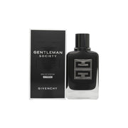 Givenchy Gentleman Society Eau de Parfum Extrême 60 ml – sort, firkantet glasflakon med sølvlogo og mørkerød detalje