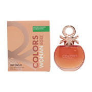 Benetton Colours De Benetton Woman Rose Intenso Eau De Parfum 80 ml – dyb rosa rund glasflaske med gylden kugleformet hætte