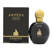 Lanvin Arpege Eau de Parfum 100 ml, Lanvin – rund klar glasflakon med sort kuglelåg og gyldent motiv