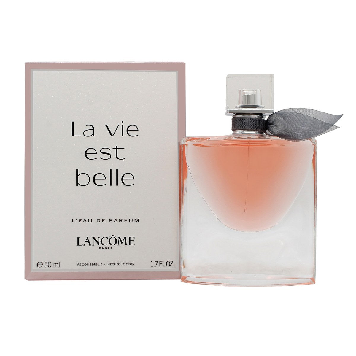 Lancome La Vie Est Belle Eau de Parfum 50 ml Lancôme klar glasflakon med afrundet firkant, lyserød væske og silkebånd